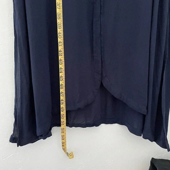 ORFEO Paris Women’s Maxi Dress Medium Navy Blue Sheer Cover Up Long Sleeve Beach - Picture 11 of 12